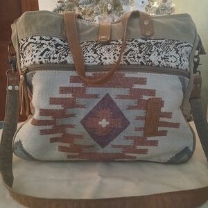 Myra Bag Beige and Brown Patterned Shoulder Bag